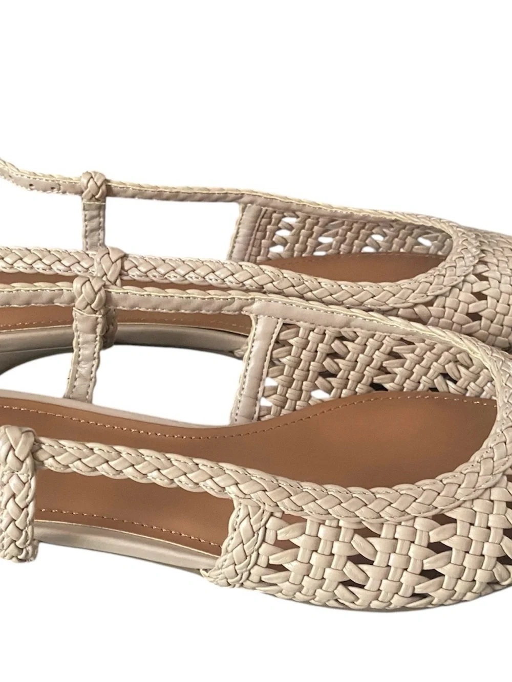 Marc Fisher Woven Pointed-Toe Slingback Flats in Light Beige - Picture 2 of 7